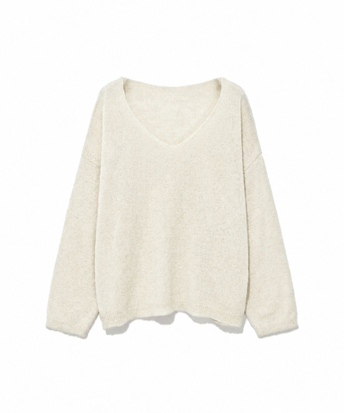 모아(MOAA) Sheer Loose V-Neck Knit (Light gray)
