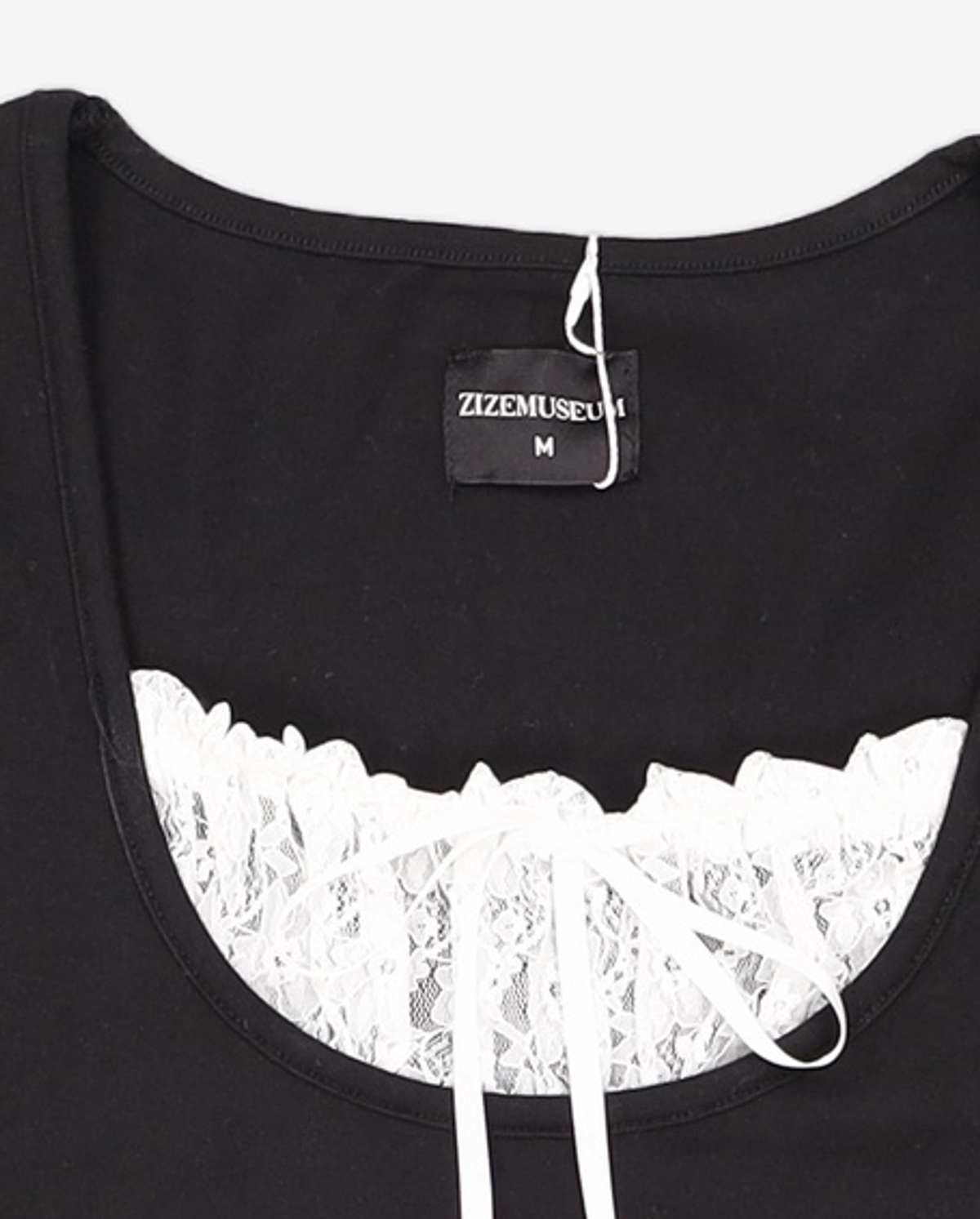 지제뮤지엄(ZIZEMUSEUM) LACE RIBBON TOP (BLACK) M