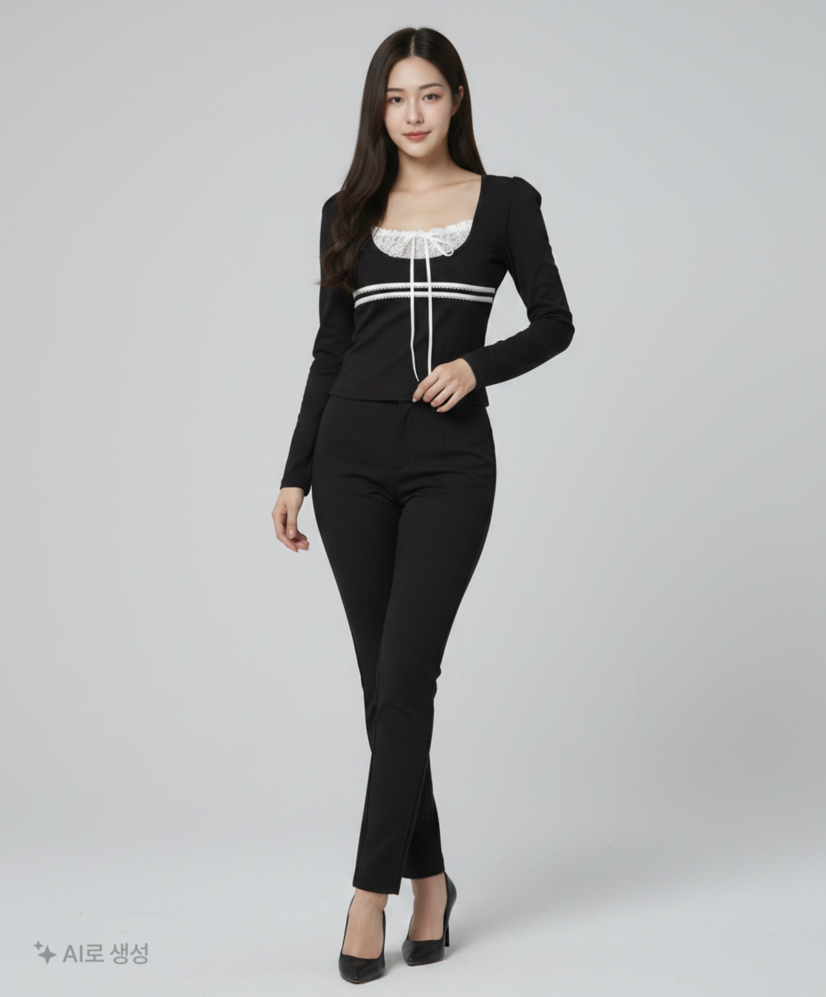 지제뮤지엄(ZIZEMUSEUM) LACE RIBBON TOP (BLACK) M