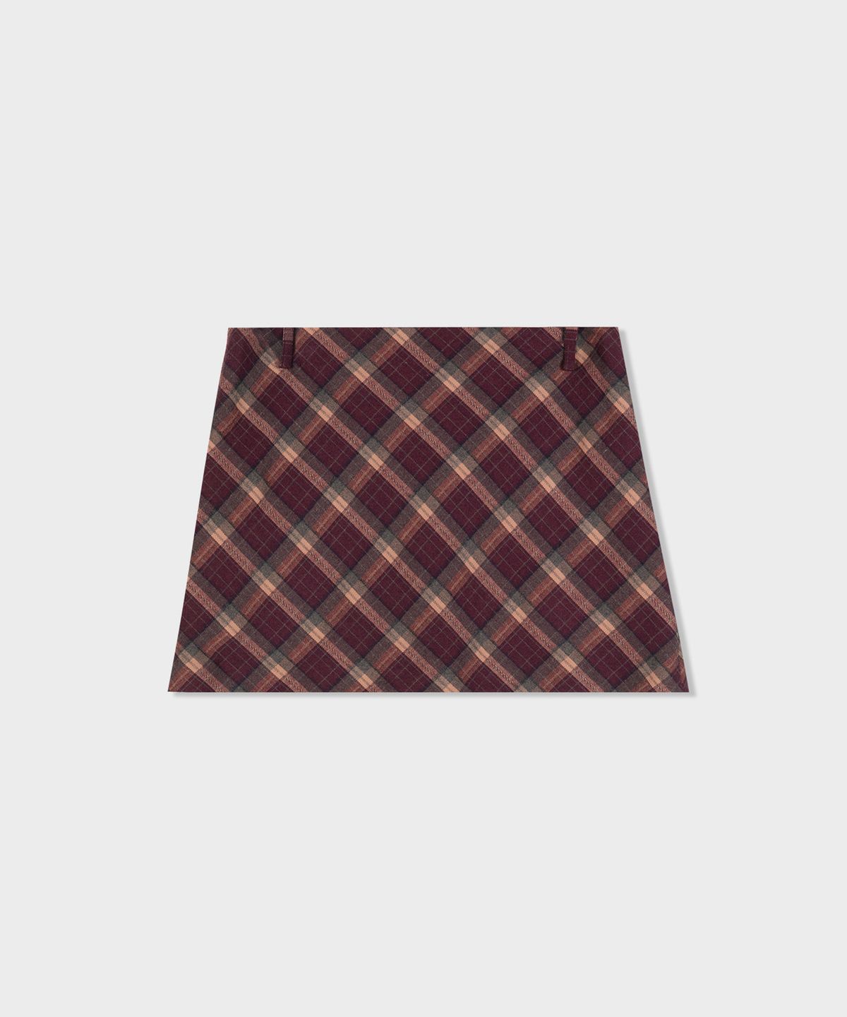 디망쉬(dimanche) Check Mini Skirt (burgundy/brown)