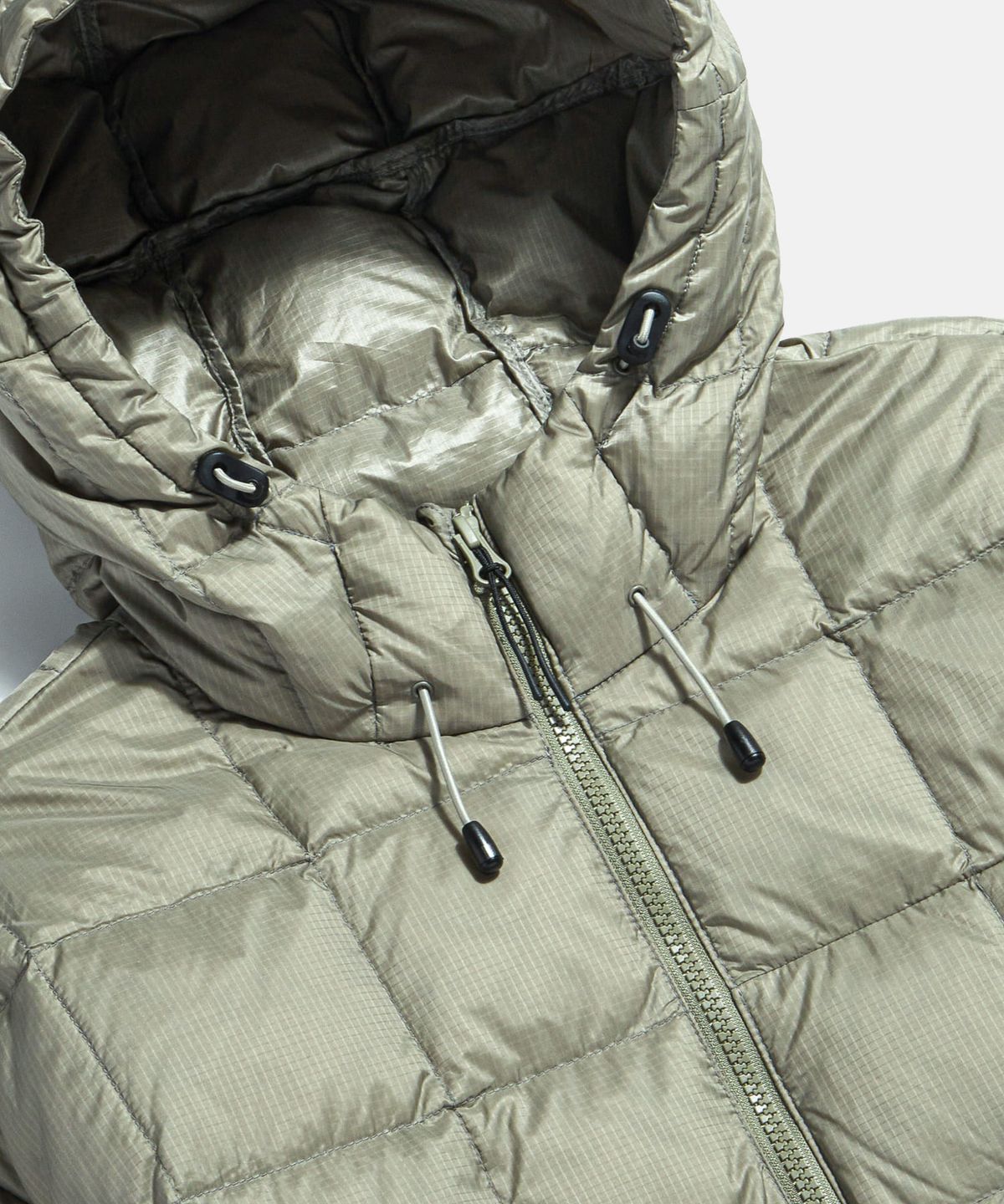 에스피오나지(ESPIONAGE) Hooded Light Down Jacket Olive Grey