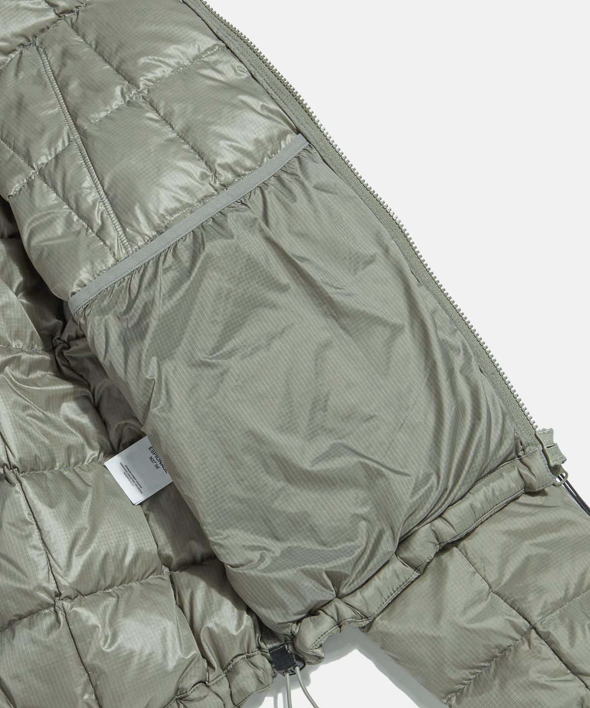 에스피오나지(ESPIONAGE) Hooded Light Down Jacket Olive Grey