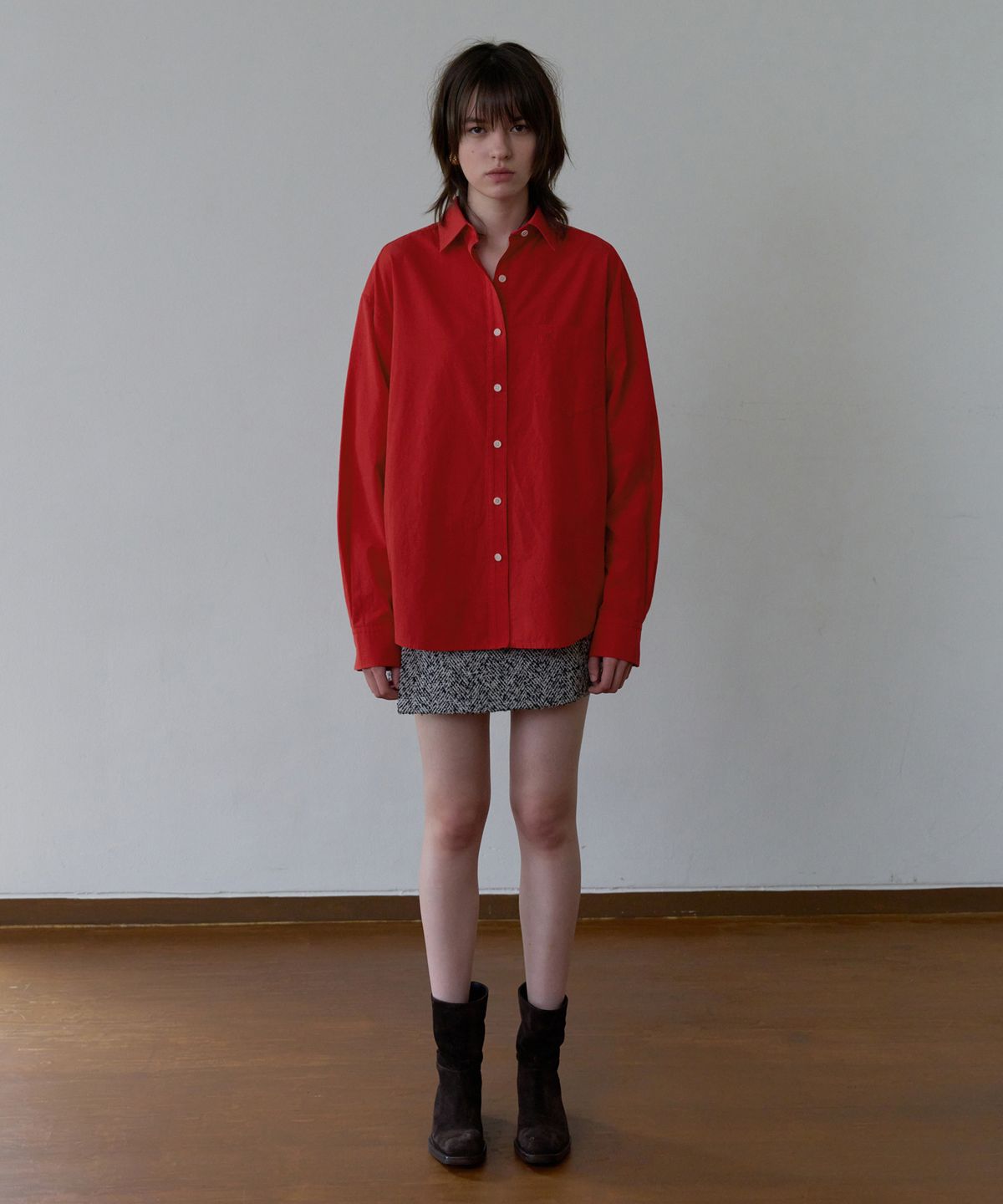 오버듀플레어(OVERDUEFLAIR) ESSENTIAL BIO-WASHED COTTON SHIRT_RED