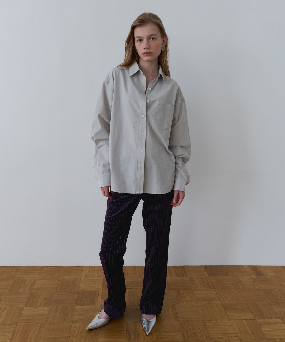 오버듀플레어(OVERDUEFLAIR) ESSENTIAL BIO-WASHED COTTON SHIRT_MID GREY
