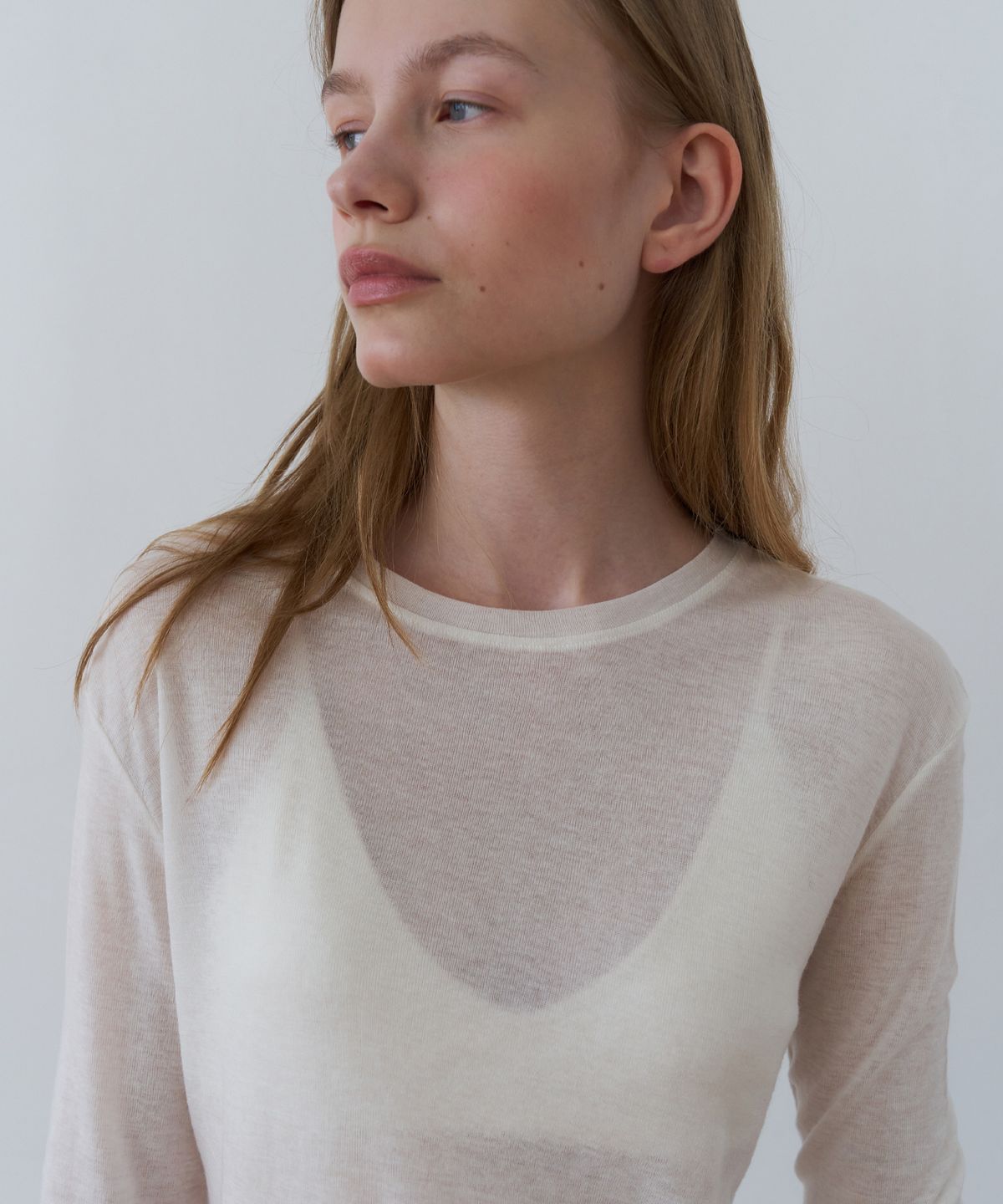 오버듀플레어(OVERDUEFLAIR) [26FW] SOFT WOOL TENCEL T-SHIRT_IVORY