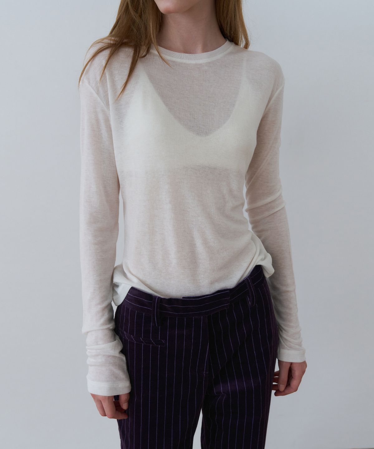 오버듀플레어(OVERDUEFLAIR) [26FW] SOFT WOOL TENCEL T-SHIRT_IVORY