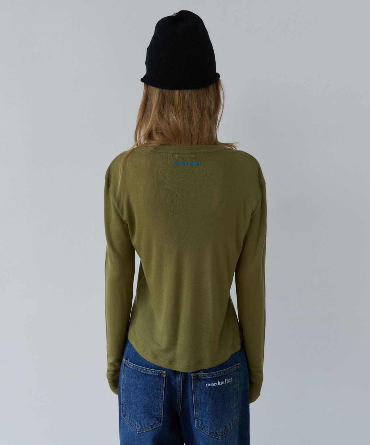 오버듀플레어(OVERDUEFLAIR) SOFT WOOL TENCEL T-SHIRT_OLIVE