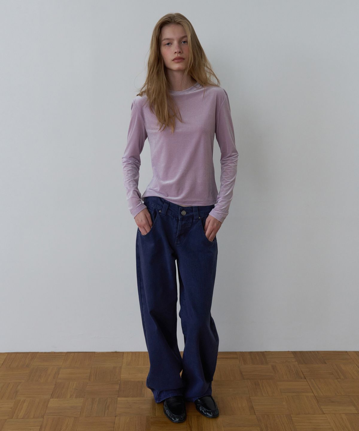 오버듀플레어(OVERDUEFLAIR) SOFT TERRY-VELVET T-SHIRT_LAVENDER