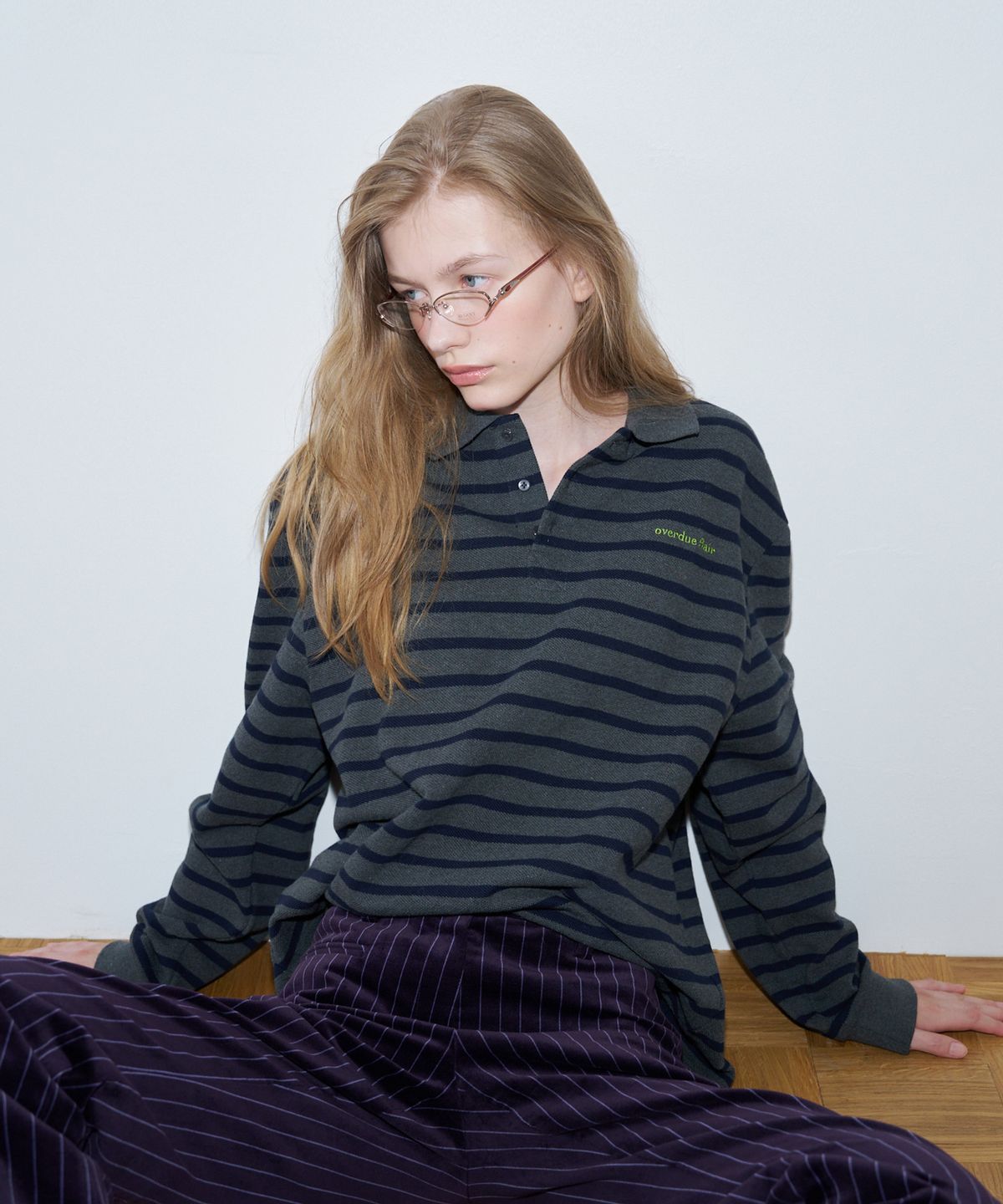 오버듀플레어(OVERDUEFLAIR) VINTAGE PIQUE T-SHIRT_CHARCOAL NAVY