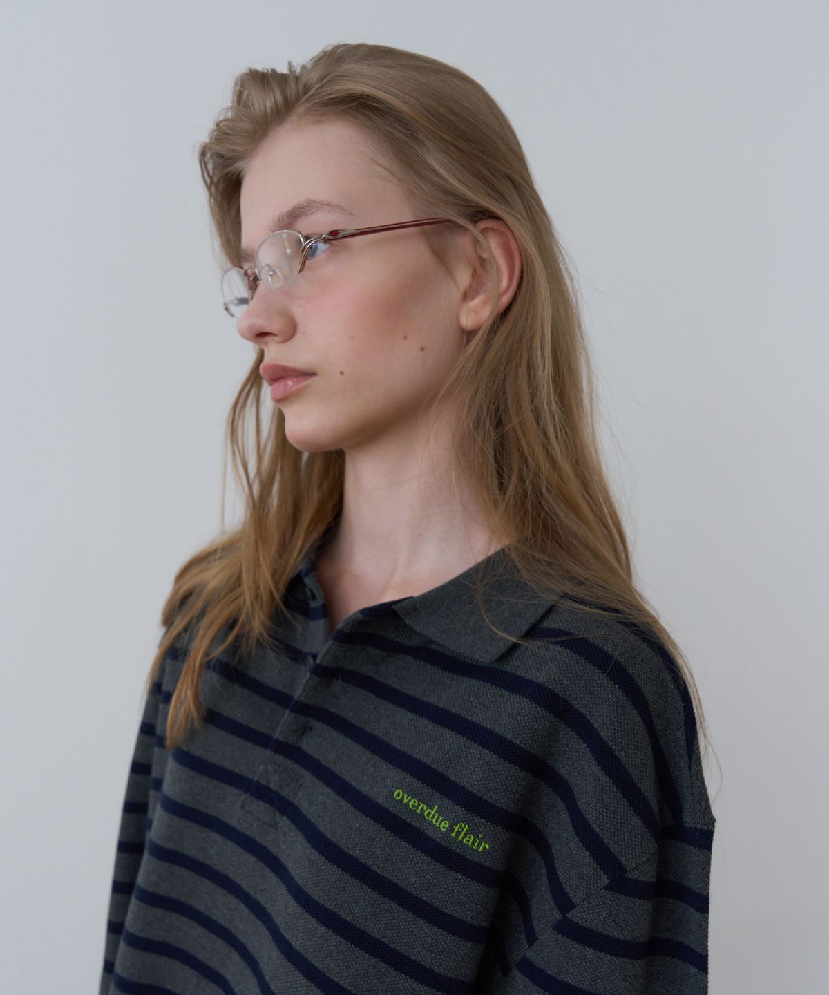 오버듀플레어(OVERDUEFLAIR) VINTAGE PIQUE T-SHIRT_CHARCOAL NAVY