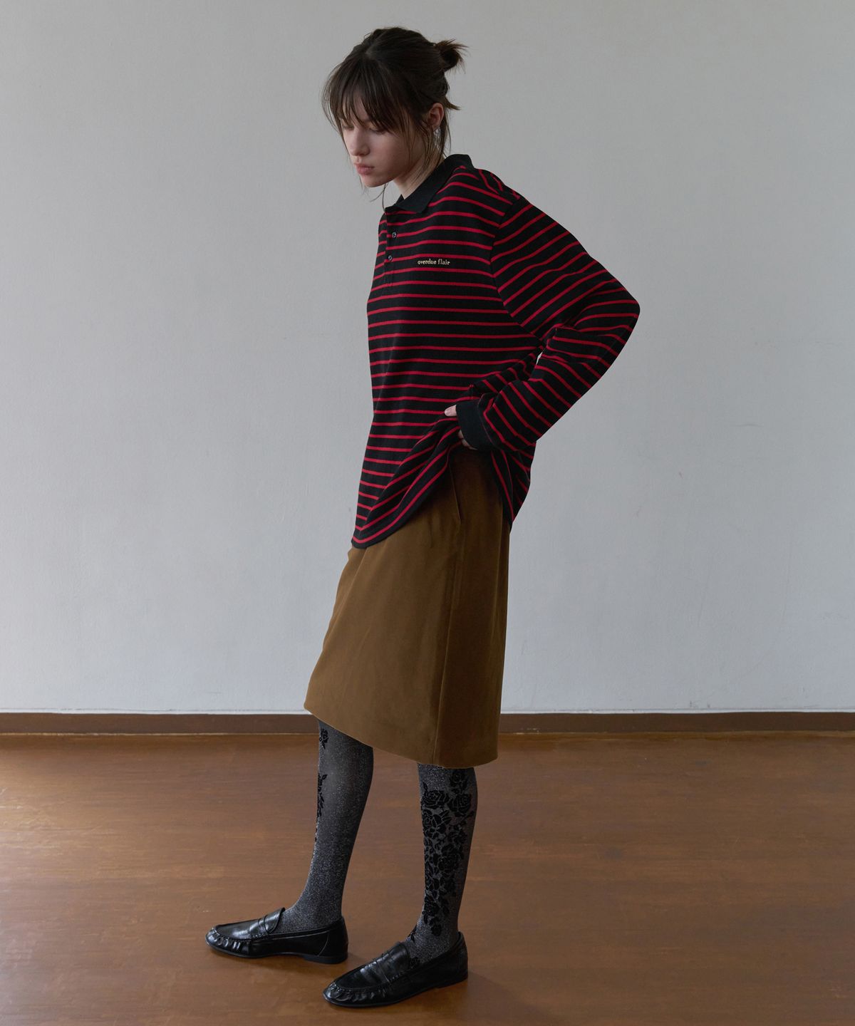 오버듀플레어(OVERDUEFLAIR) VINTAGE PIQUE T-SHIRT_RED BLACK