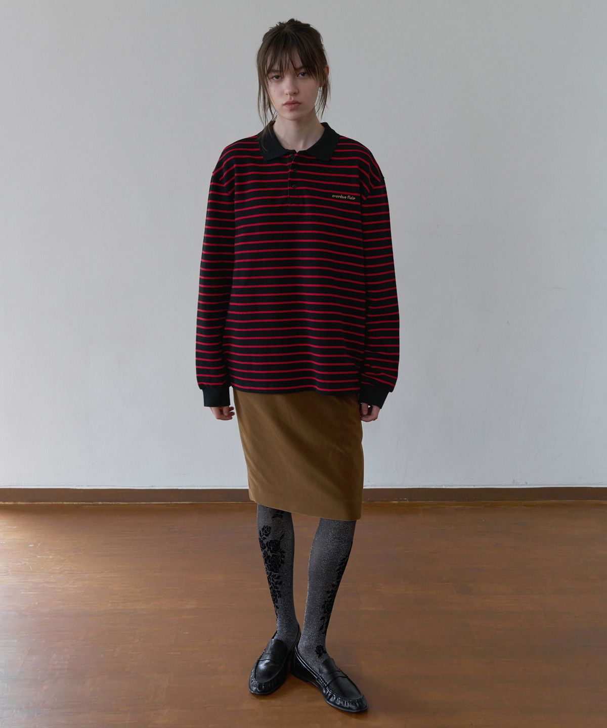 오버듀플레어(OVERDUEFLAIR) VINTAGE PIQUE T-SHIRT_RED BLACK