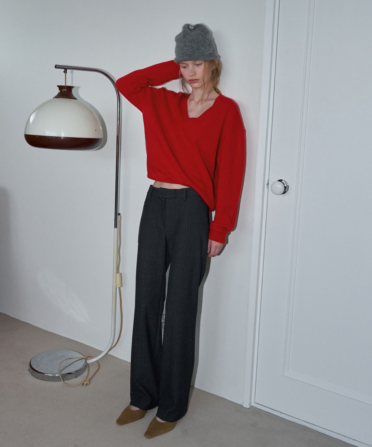 오버듀플레어(OVERDUEFLAIR) CLASSIC STRAIGHT SLACKS_CHARCOAL GREEN