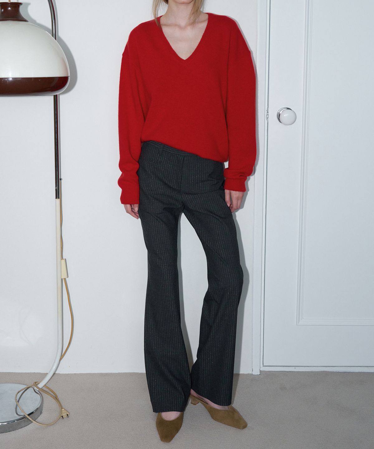 오버듀플레어(OVERDUEFLAIR) CLASSIC STRAIGHT SLACKS_CHARCOAL GREEN