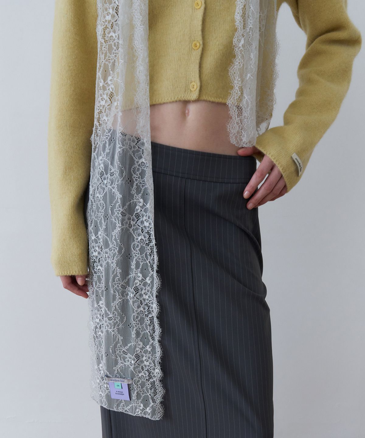 오버듀플레어(OVERDUEFLAIR) VICTORIAN LACE SCARF_MID GREY