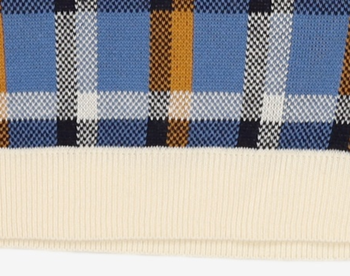 어몽(AMONG) A CHECK JACQUARD KNIT SET_BLUE S
