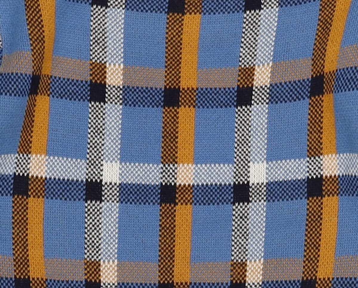 어몽(AMONG) A CHECK JACQUARD KNIT SET_BLUE S
