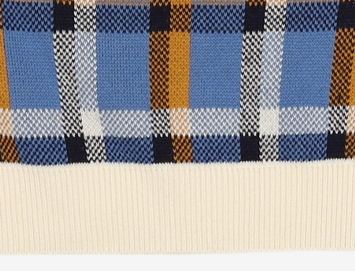 어몽(AMONG) A CHECK JACQUARD KNIT SET_BLUE S