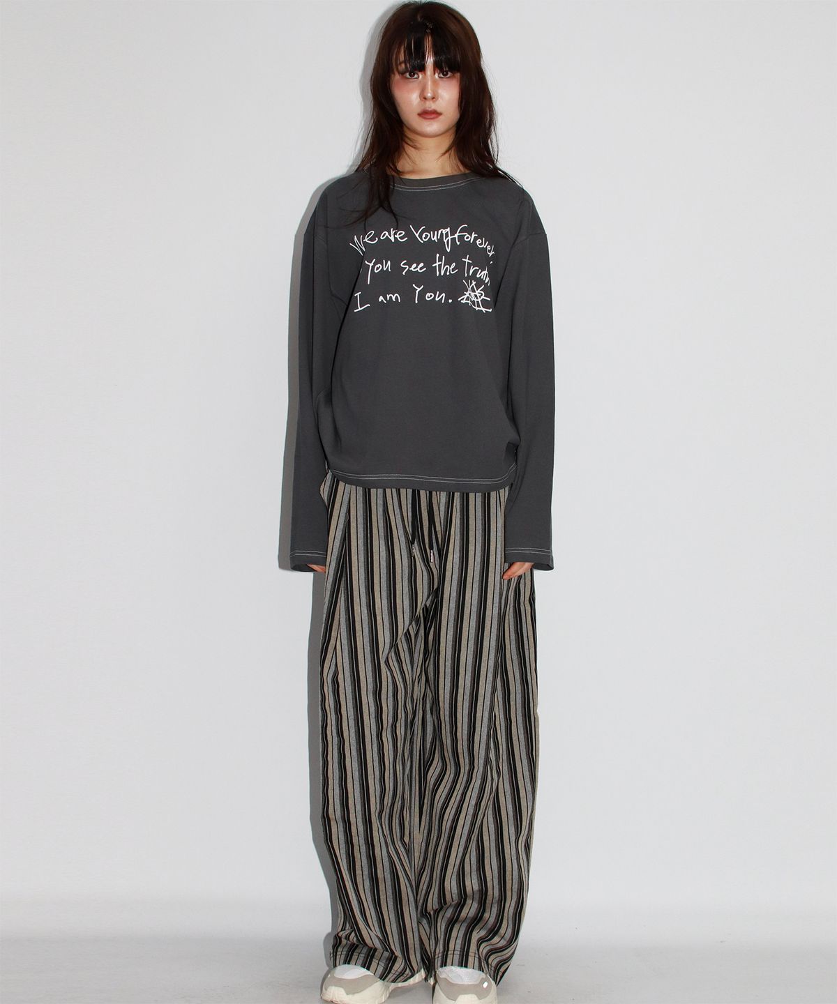 드마크(DEMARC) VINTAGE STRIPE WIDE PANTS BLACK