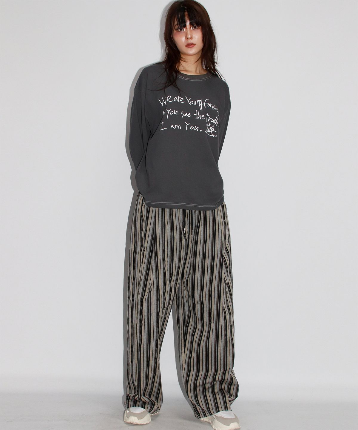 드마크(DEMARC) VINTAGE STRIPE WIDE PANTS BLACK