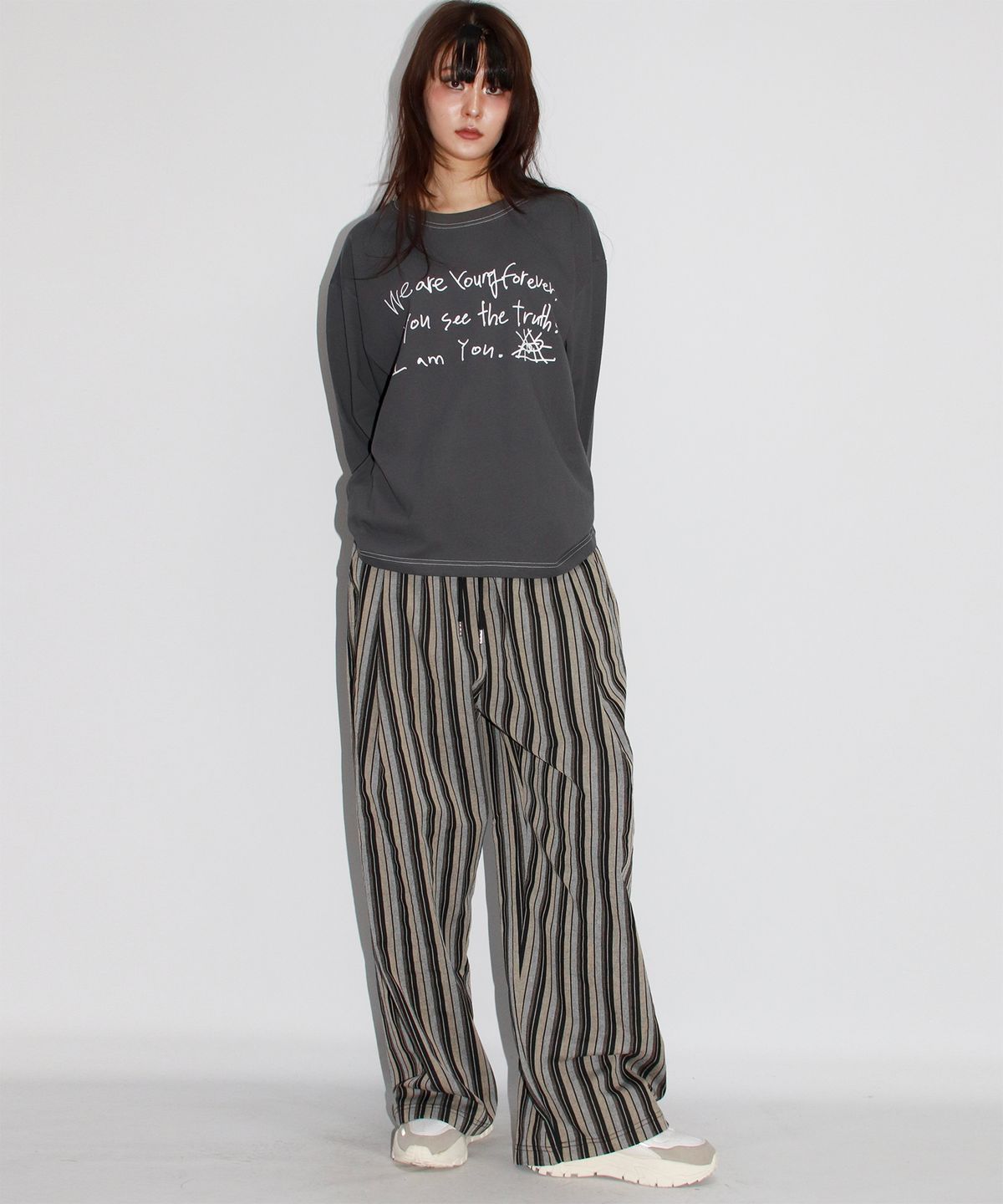 드마크(DEMARC) VINTAGE STRIPE WIDE PANTS BLACK