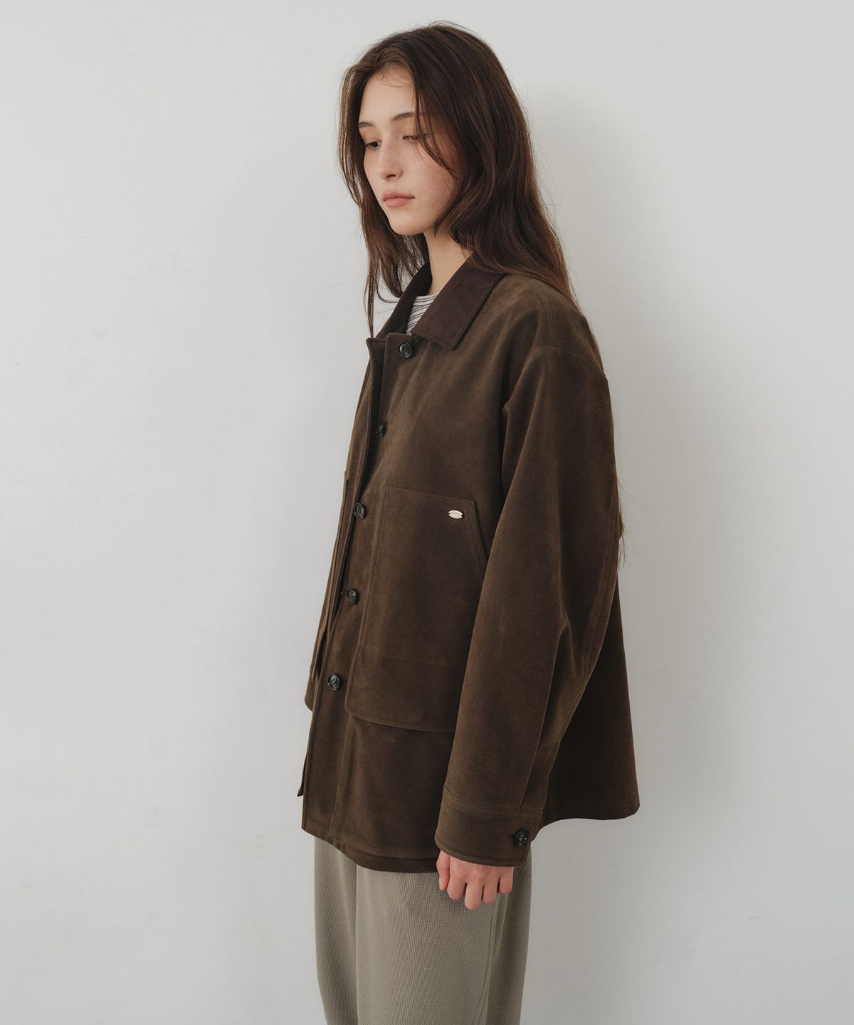 올리브 데 올리브(OLIVE DES OLIVE) 코듀로이 카라 배색 스웨이드 자켓 OE6XJ8770