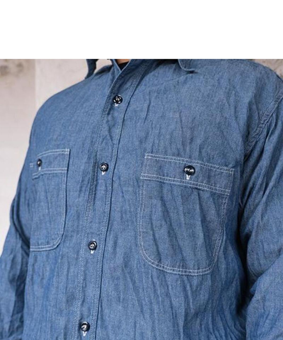 오어슬로우(ORSLOW) RELAX FIT CHAMBRAY WORK SHIRT - BLUE