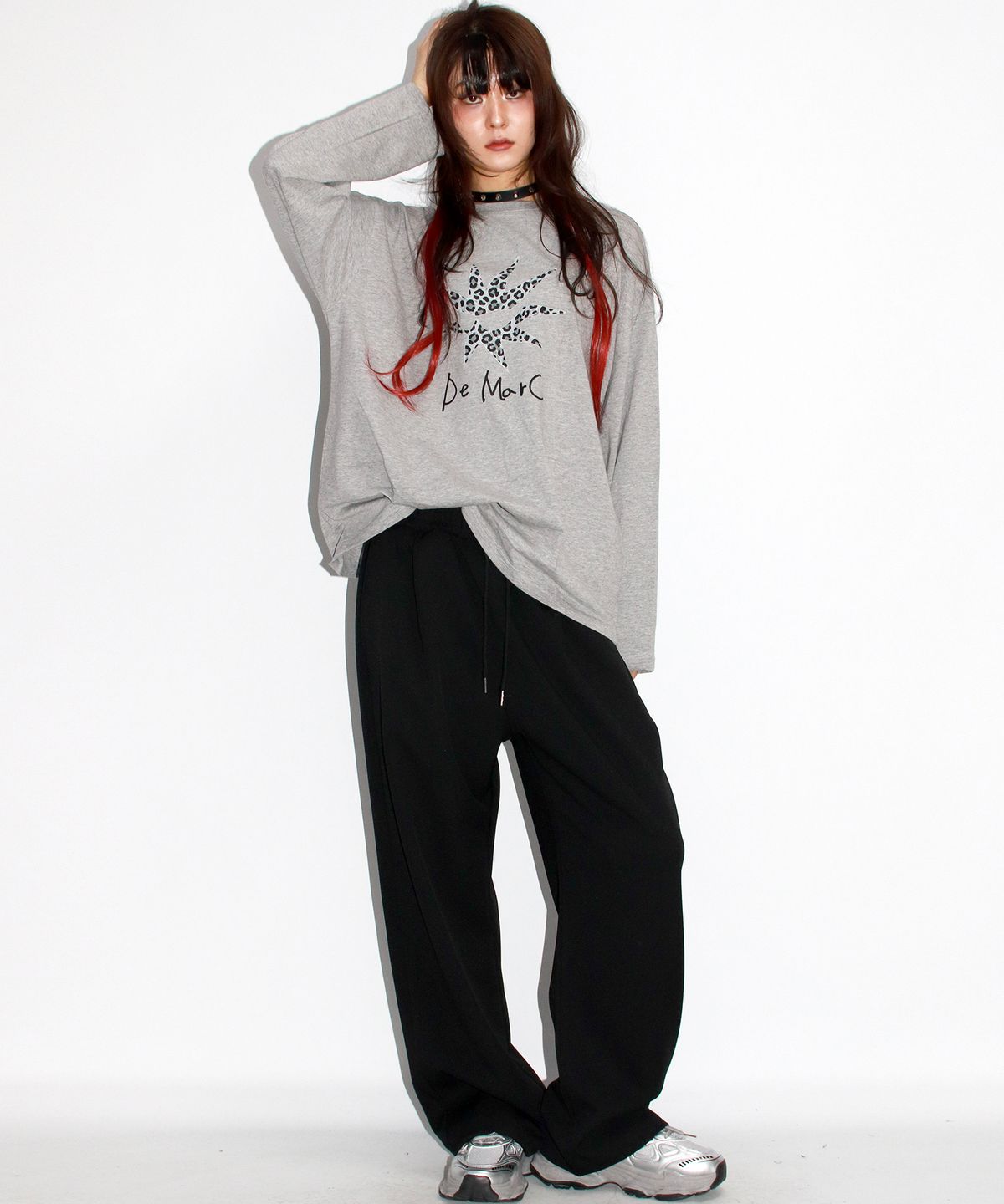 드마크(DEMARC) solid straight-fit semi-wide pants - Black