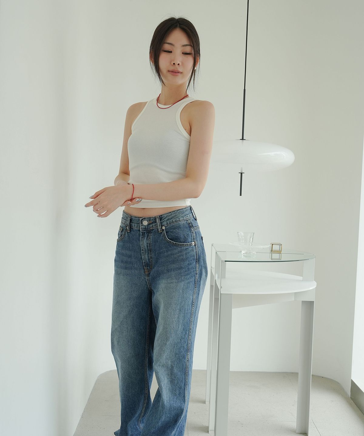 모던라이크(MODERN LIKE) [ Silver ] 산호 레드 진주 목걸이 2mm