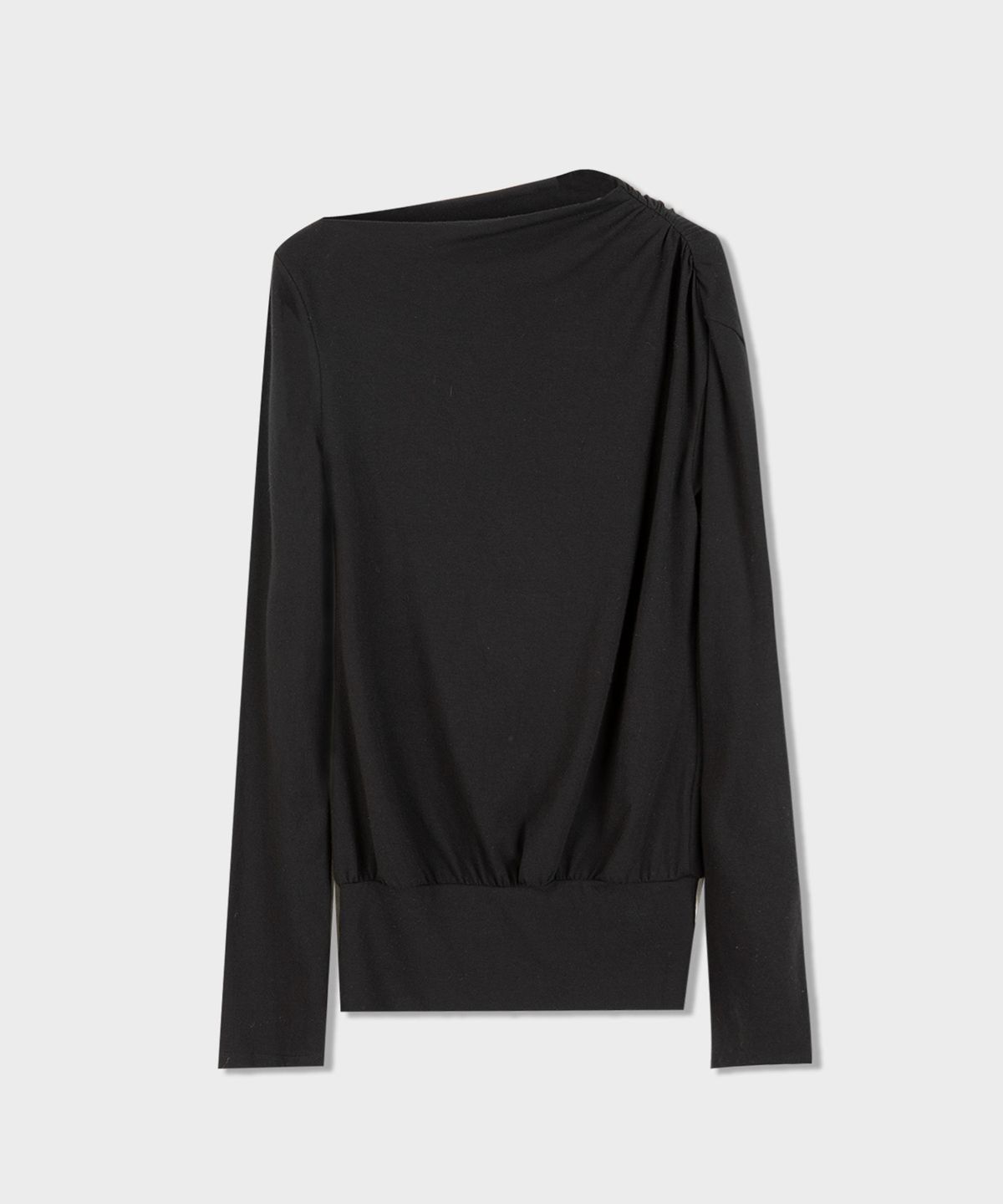 디망쉬(dimanche) Shoulder Shirring Top (black)
