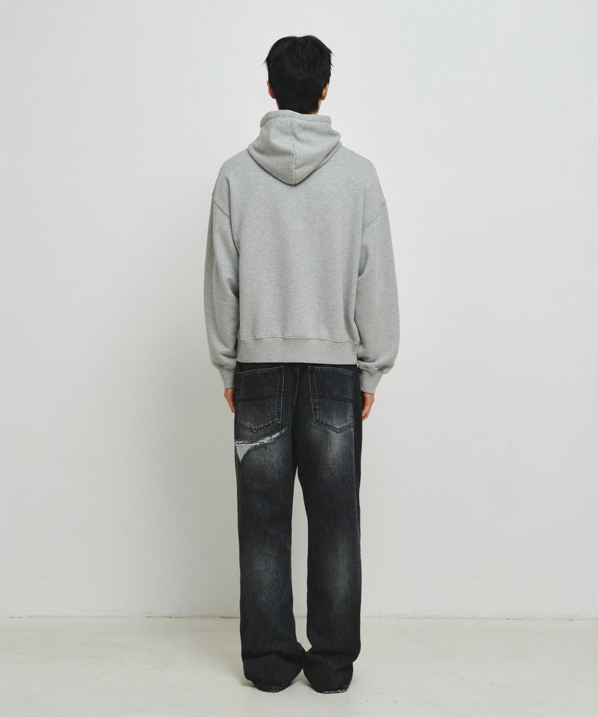 엔도어(ENDOOR) Distressed Repair Denim Pants (Black)