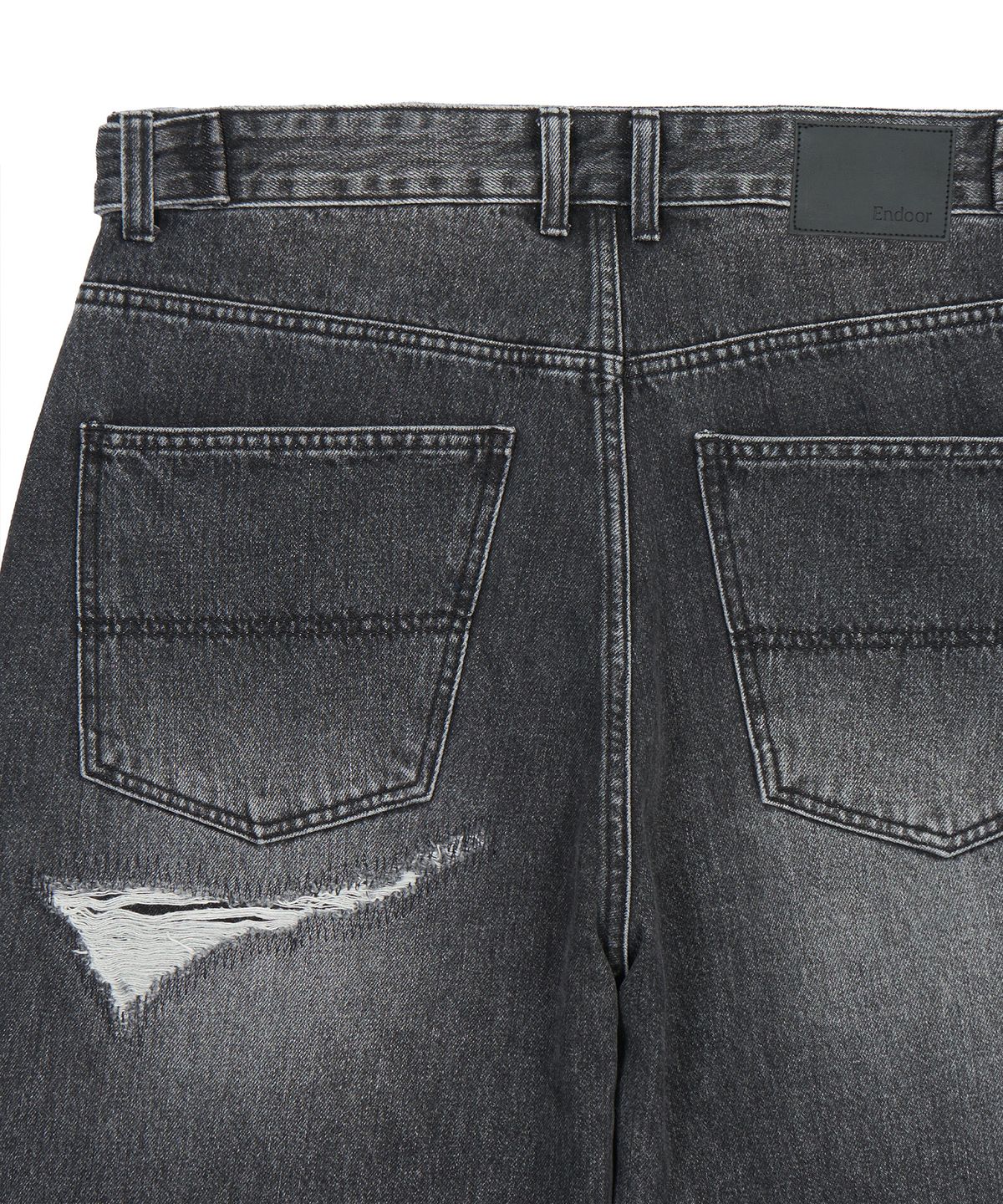 엔도어(ENDOOR) Distressed Repair Denim Pants (Black)