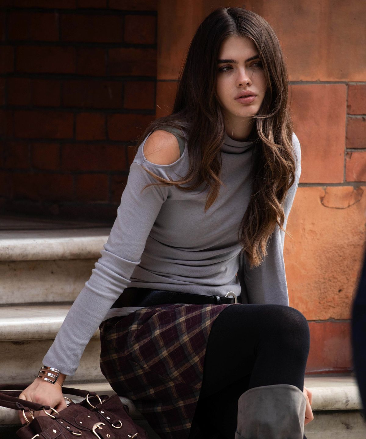 디망쉬(dimanche) Muffler Shirring Top (grey)