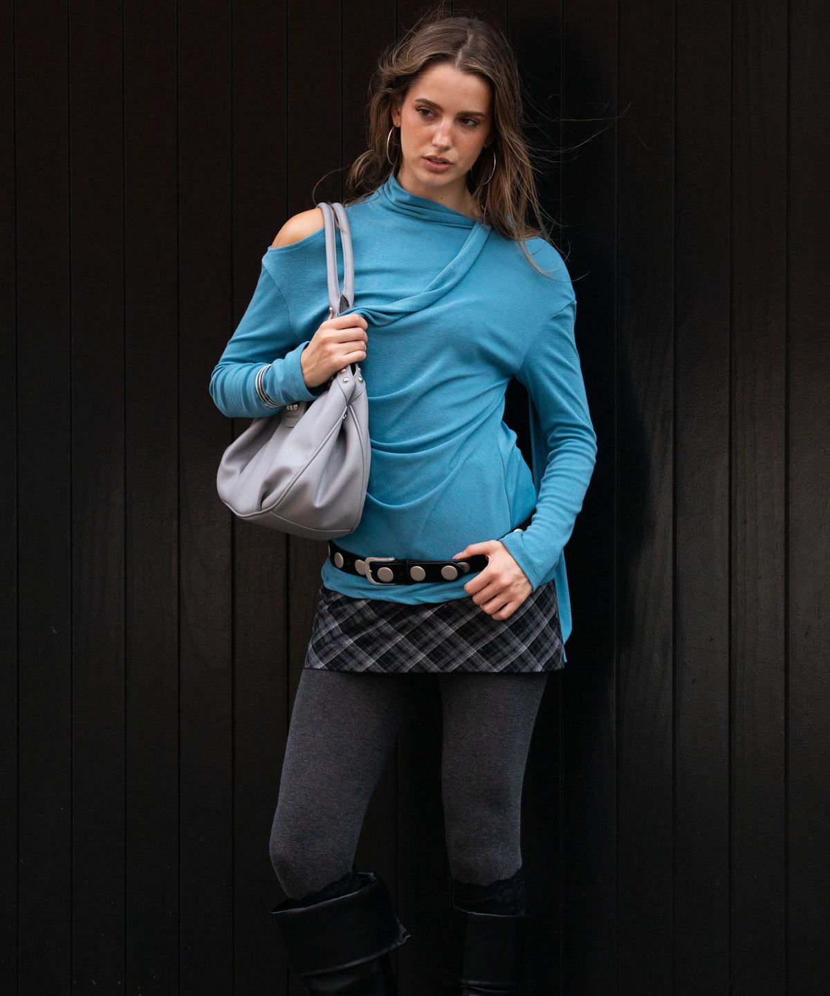 디망쉬(dimanche) Muffler Shirring Top (peacock)