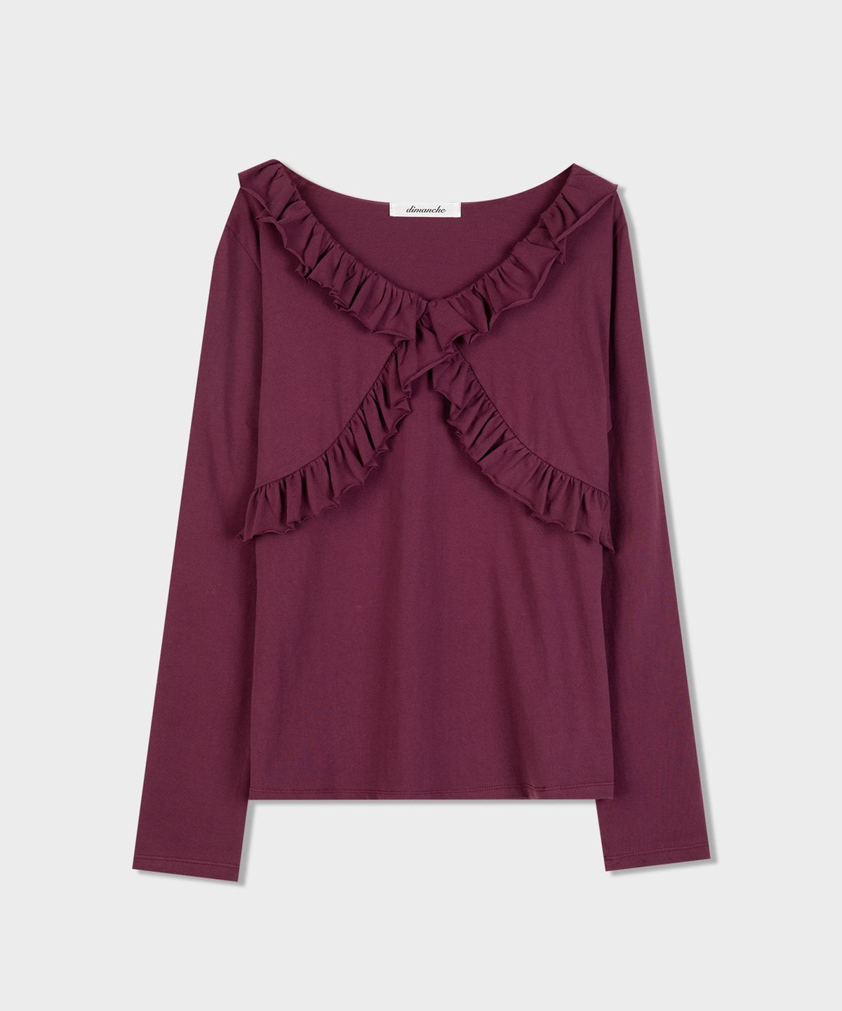 디망쉬(dimanche) Ruffle Top (burgundy)