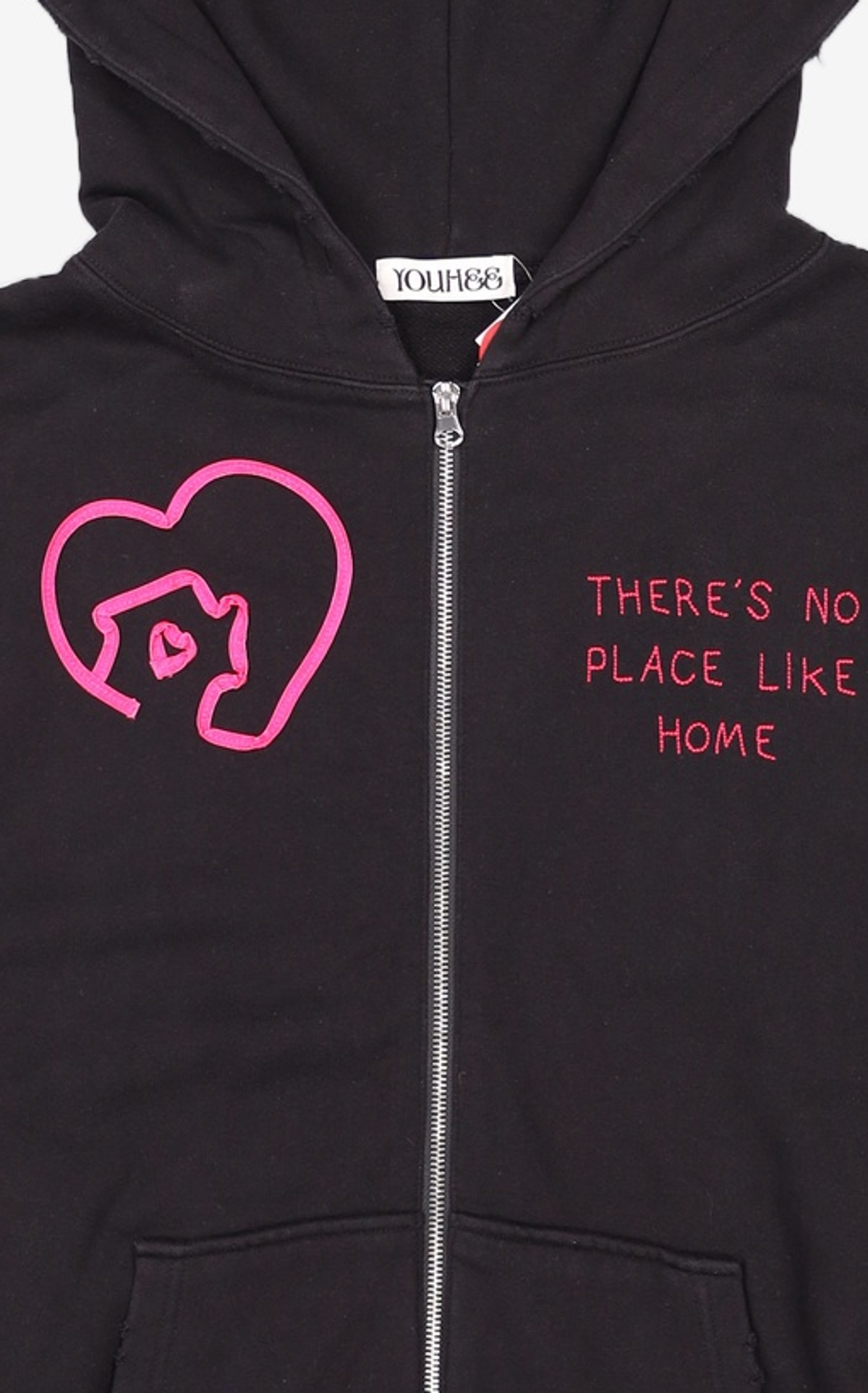 유희(YOUHEE) HOME GRAPHIC HOOD ZIP-UP BLACK FREE