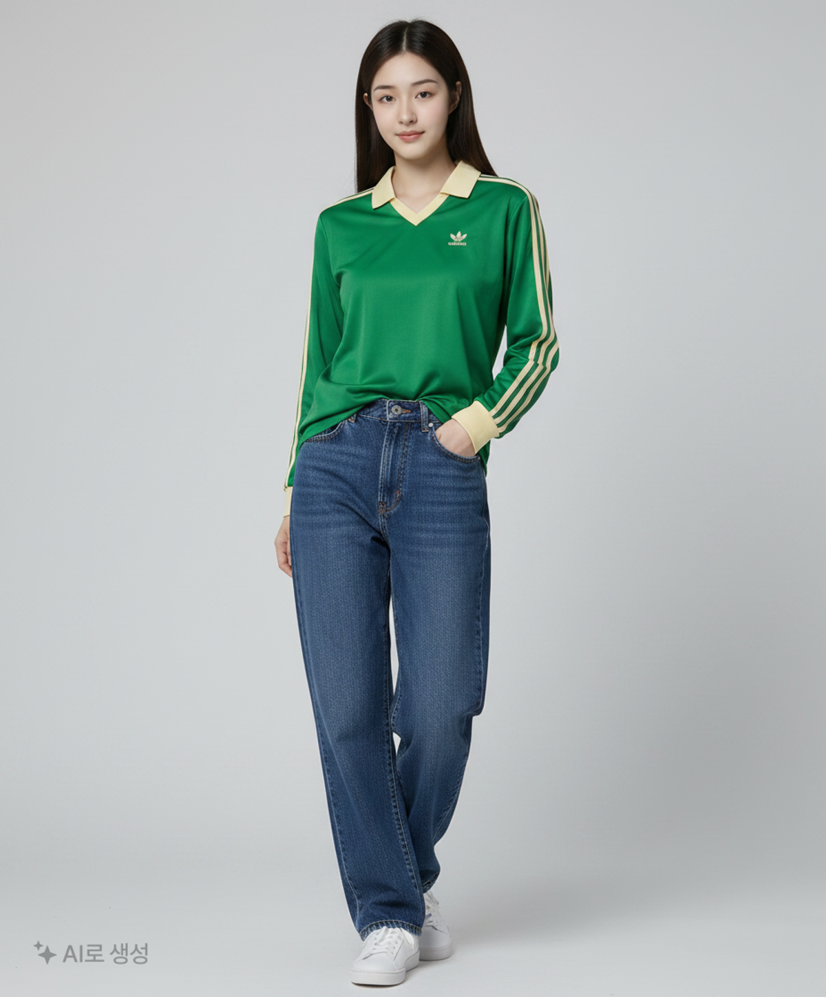 아디다스(ADIDAS) 3S 새틴 긴팔 티 - 그린 / IR6102 XS