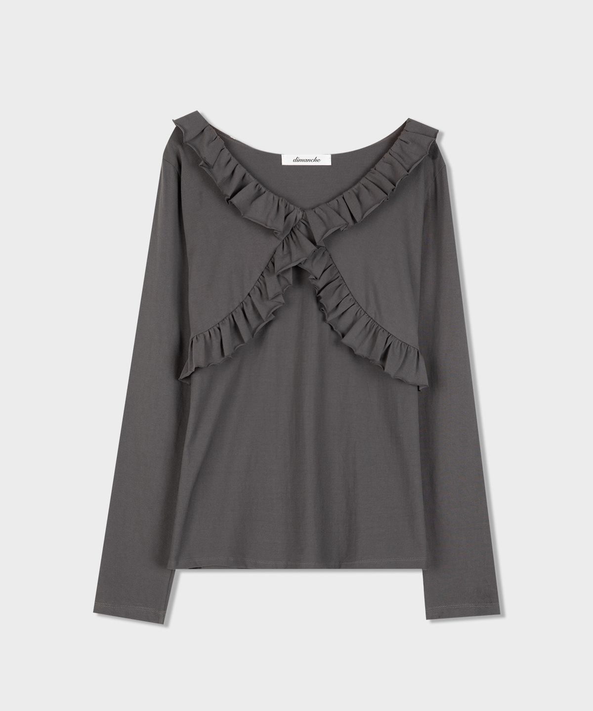 디망쉬(dimanche) Ruffle Top (charcoal)