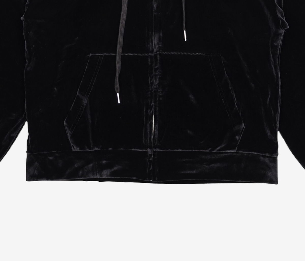 우알롱(WOOALONG) Signature velour slim hood zip-up - BLACK L