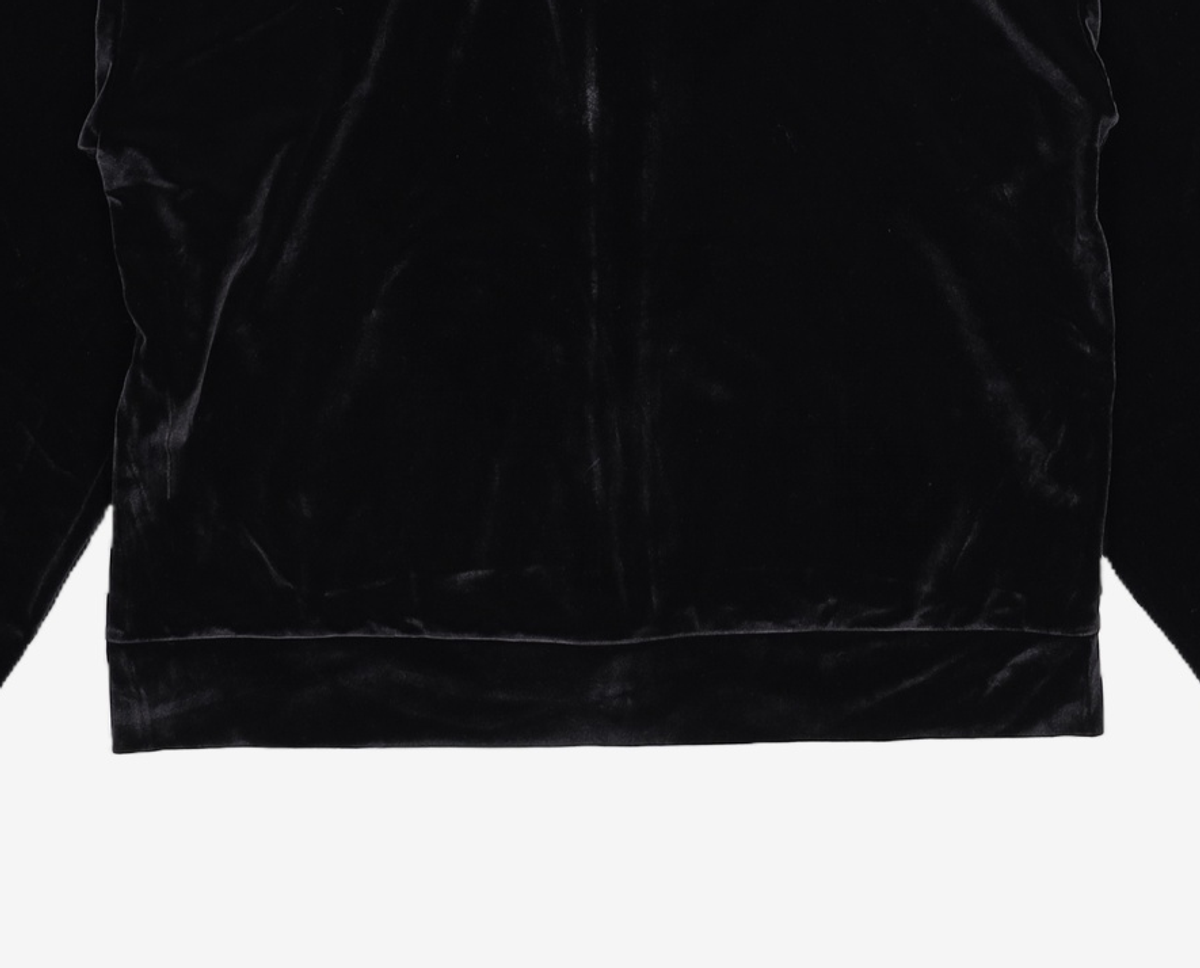 우알롱(WOOALONG) Signature velour slim hood zip-up - BLACK L