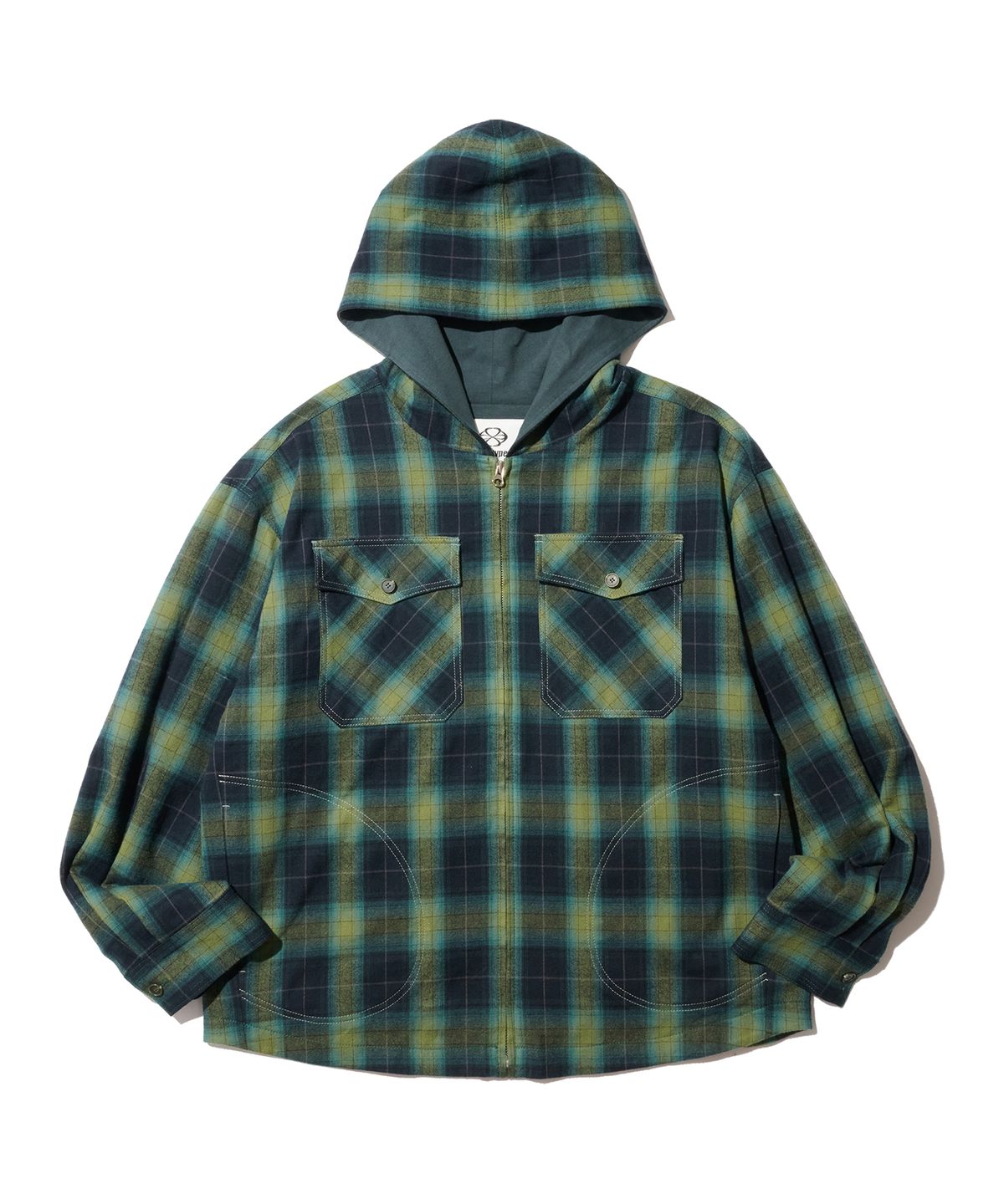 논타입(NONTYPE) 2PK CHECK HOODED JACKET (GREEN)
