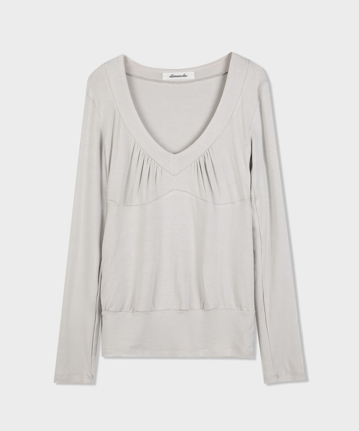 디망쉬(dimanche) Long Sleeve Rosy Top (light grey)