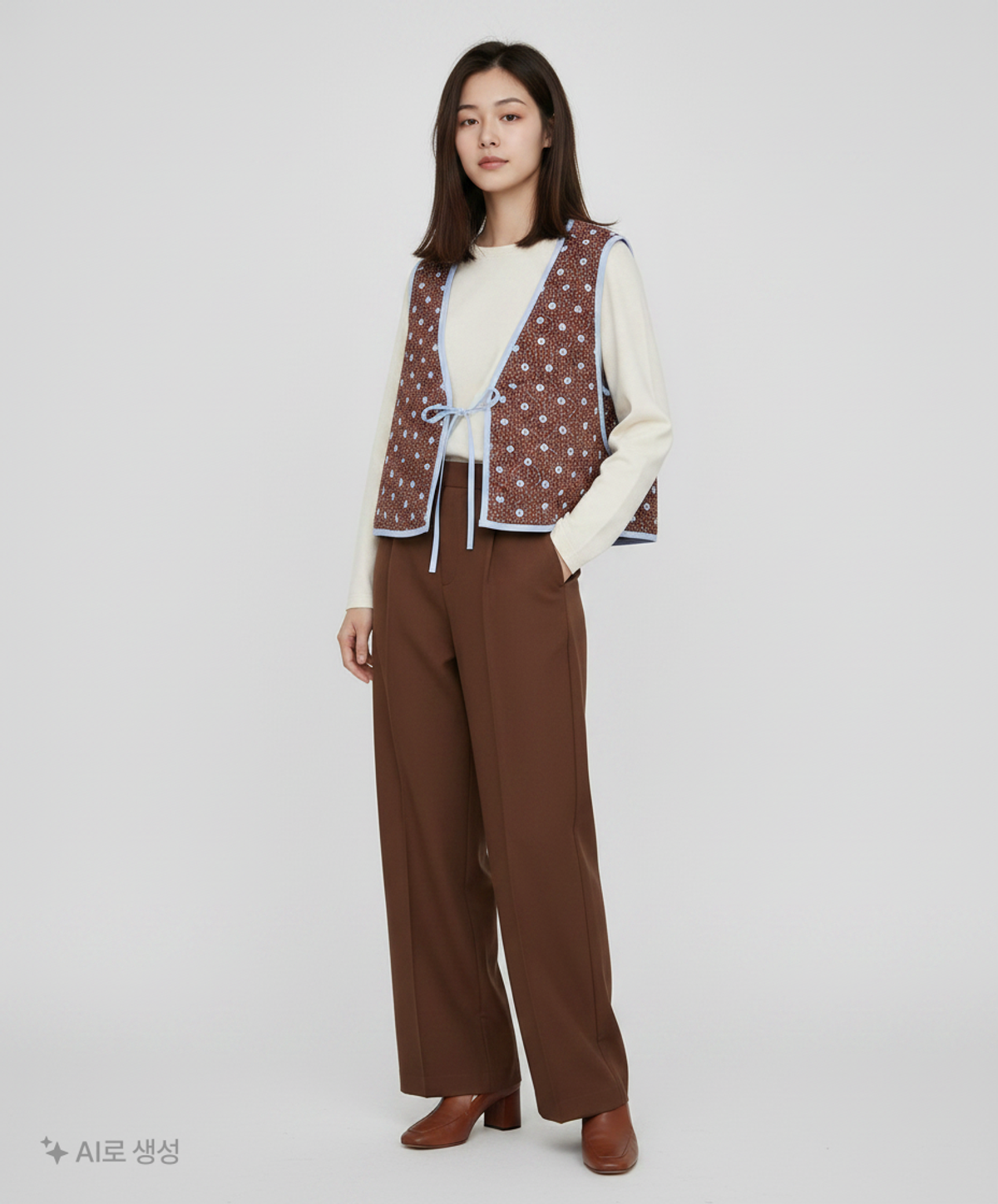 준준스페이스(JUNEJUNE SPACE) Floral Quilting Vest_Brown (플로럴 퀼팅 베스트_브라운) FREE