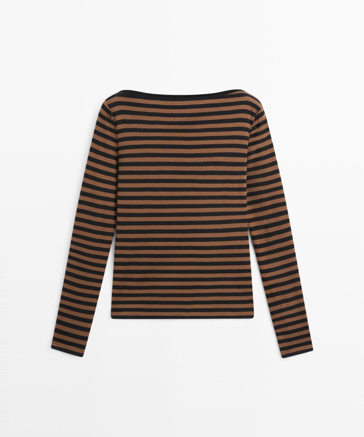 마시모두띠(MASSIMO DUTTI) 100% 코튼 보트넥 스트라이프 티셔츠