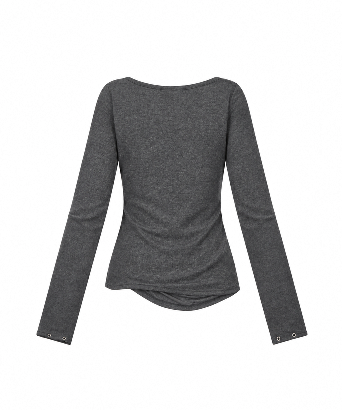 어니브(ANIV) RUCHED BUTTON CARDIGAN CHARCOAL