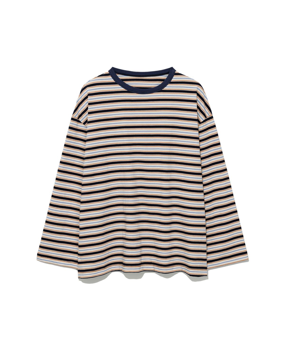 모아(MOAA) Retro Multi Stripe Long Sleeve Tee (NAVY)