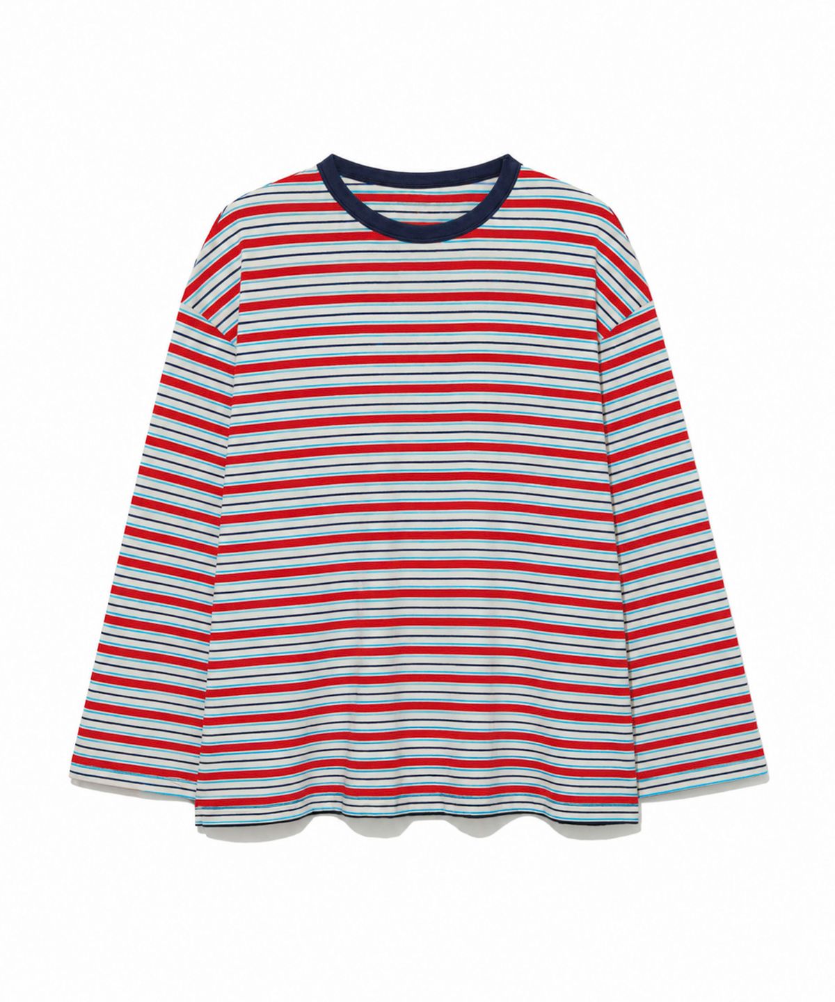 모아(MOAA) Retro Multi Stripe Long Sleeve Tee (RED)