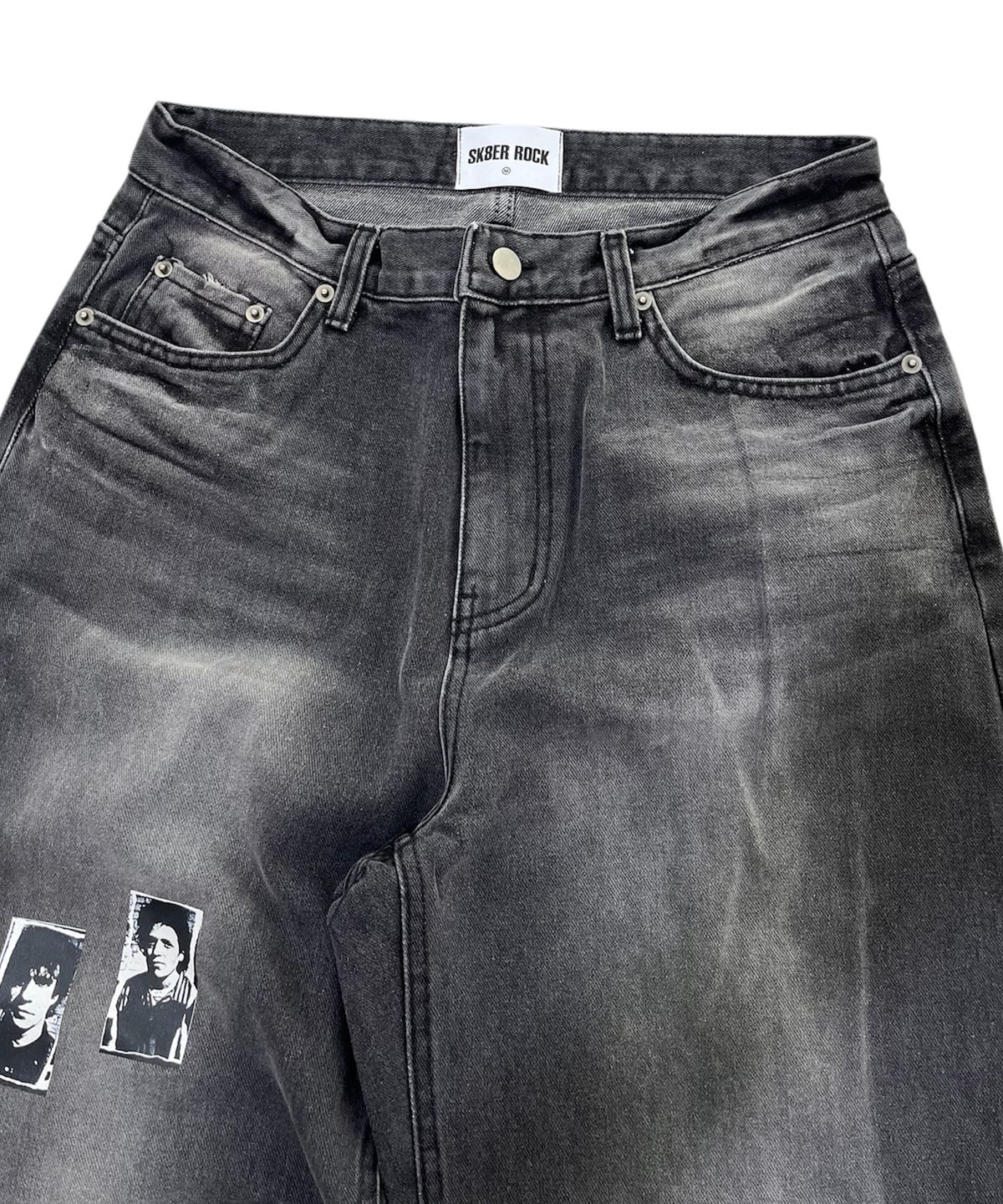 스케이터락(SK8ER ROCK) Lost Archive Black Wide Jeans (Washed Black)