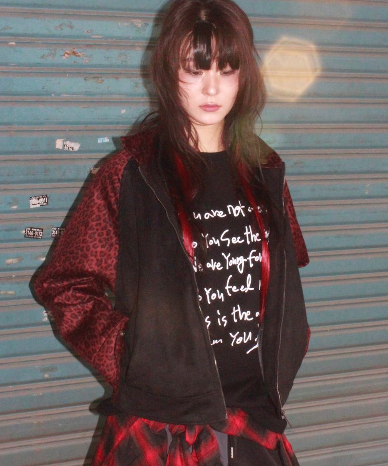 Leopard synthetic leather rider blouson jacket -  Burgundy & Black