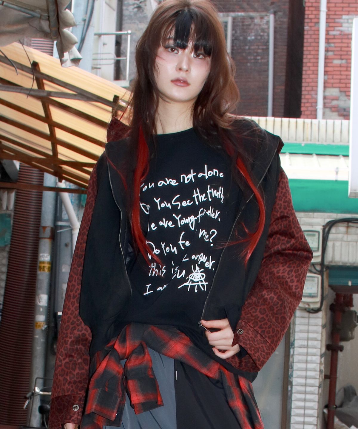드마크(DEMARC) Leopard synthetic leather rider blouson jacket -  Burgundy & Black
